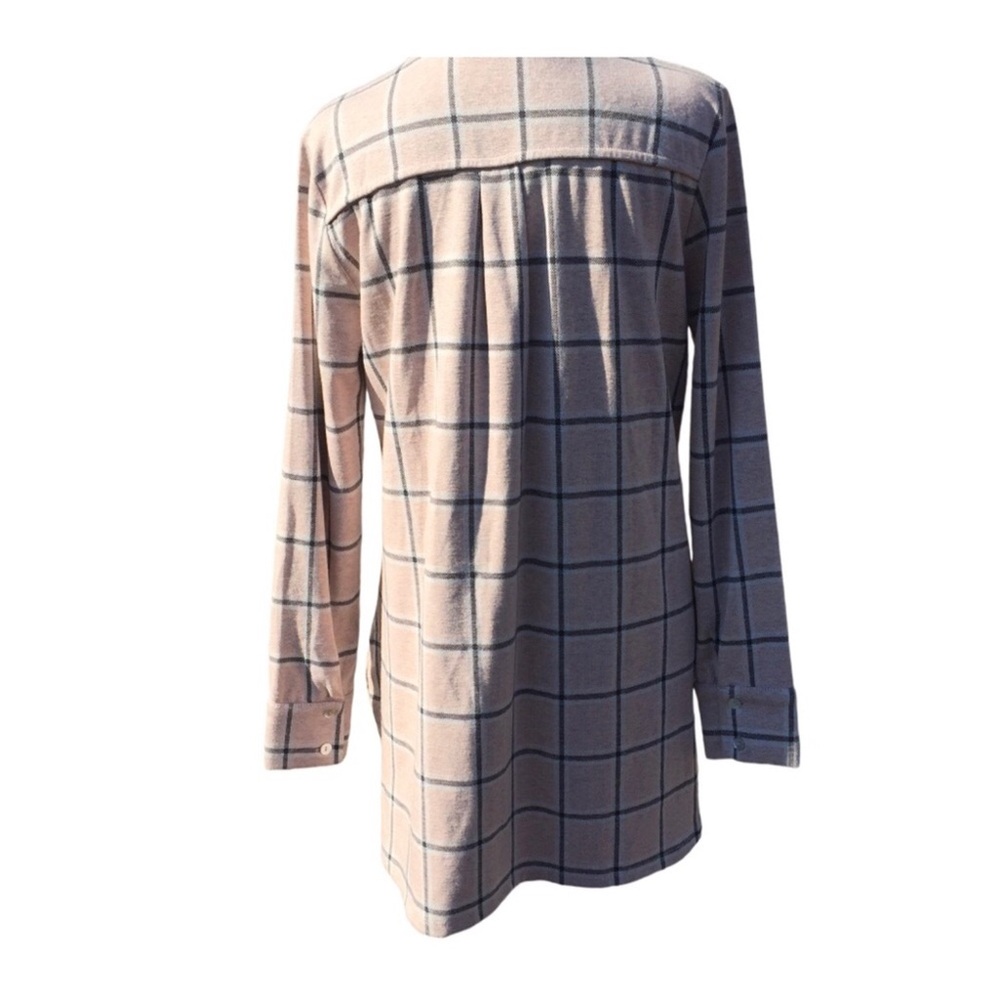 Soft Surroundings Soft Pink Calais Check Button Up Long Sleeve Top - Picture 2 of 9